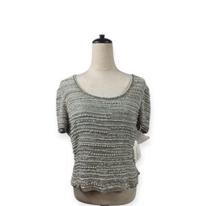 NWT Laurence Kazar Beaded Silver and pearl evening wear top size large
